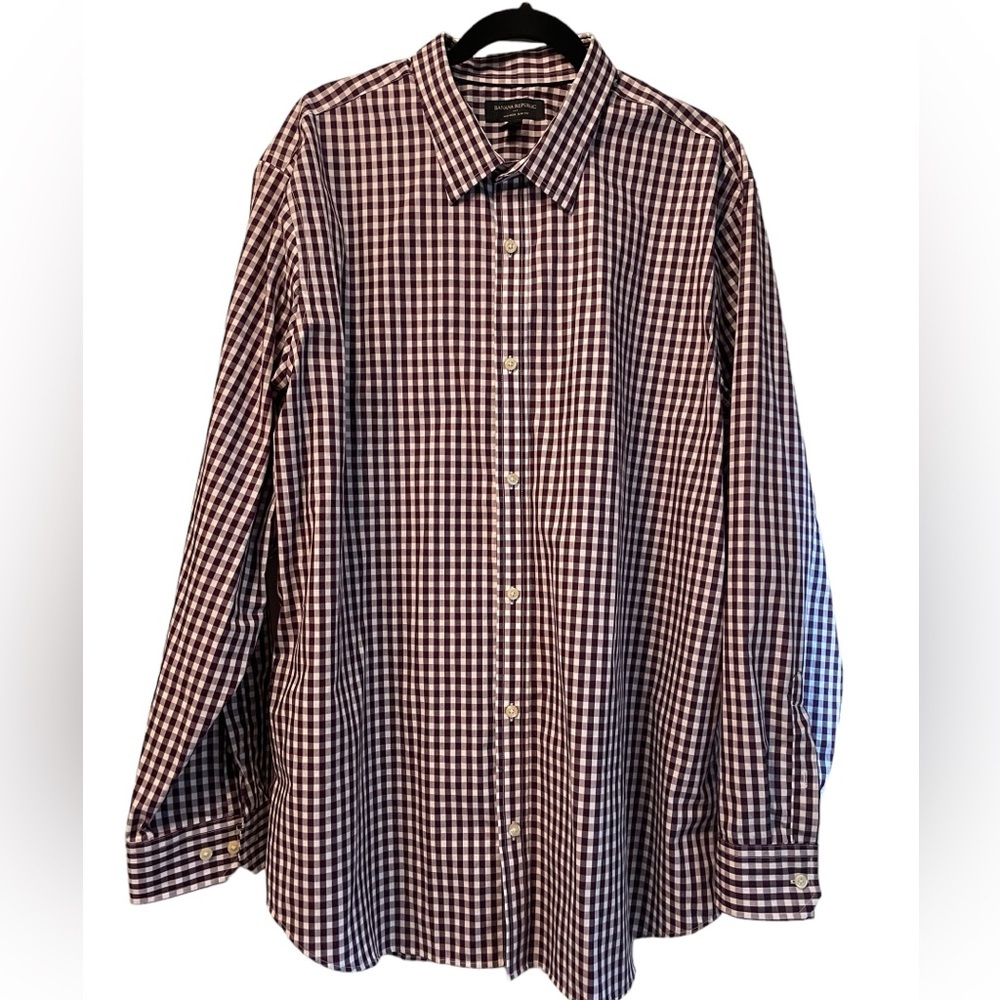 Banana Republic men’s purple checkered button down shirt, long sleeve, size‎ XXL
